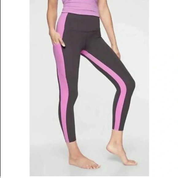 Athleta Capri leggings size small dark gray and pink athletic leggings - Picture 1 of 8